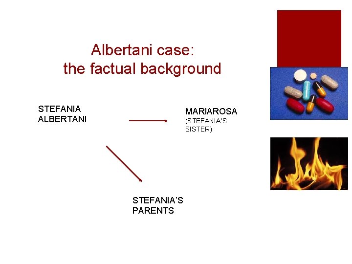 Albertani case: the factual background STEFANIA ALBERTANI MARIAROSA (STEFANIA’S SISTER) STEFANIA’S PARENTS 