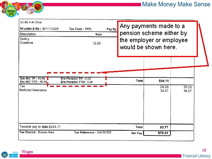 Any payments made to a pension scheme either by the employer or employee would