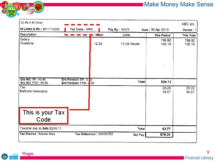 This is your Tax Code Wages 8 