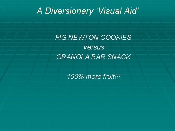 A Diversionary ‘Visual Aid’ FIG NEWTON COOKIES Versus GRANOLA BAR SNACK 100% more fruit!!!