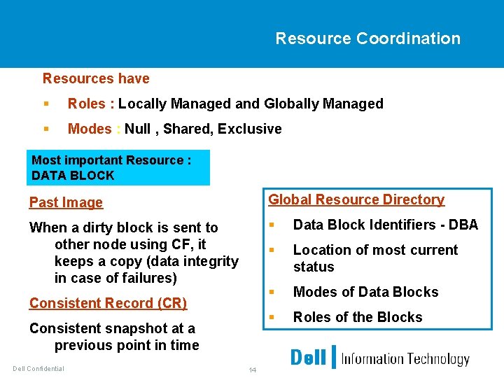 Resource Coordination Resources have § Roles : Locally Managed and Globally Managed § Modes