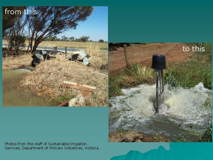 from this to this Photos from the staff of Sustainable Irrigation Services, Department of