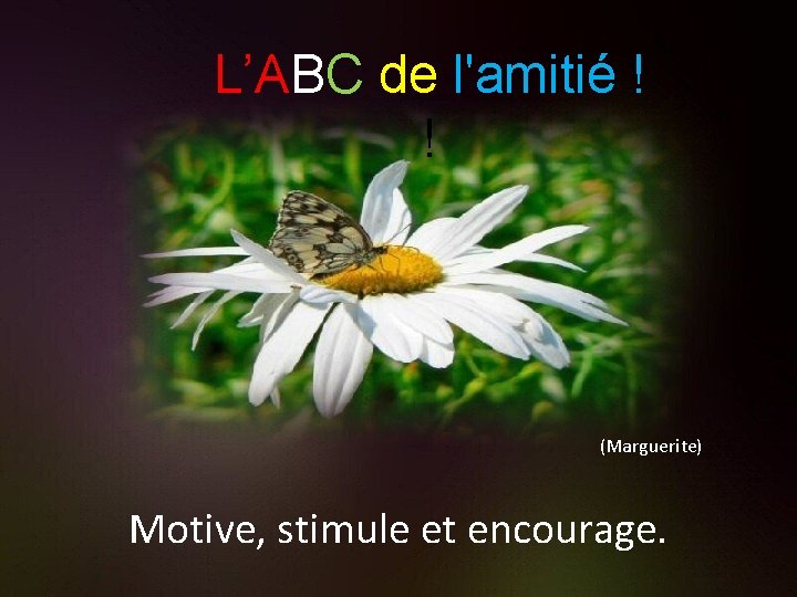 L’ABC de l'amitié ! ! (Marguerite) Motive, stimule et encourage. 