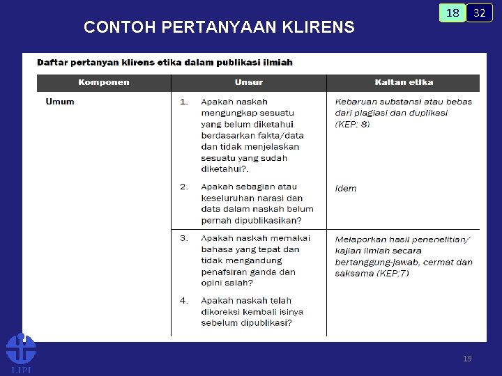 CONTOH PERTANYAAN KLIRENS 32 18 19 