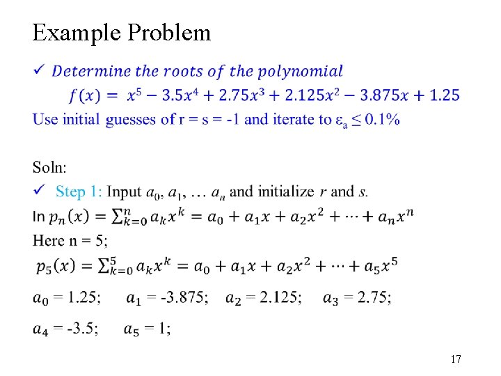 Example Problem • 17 Example Problem • 17