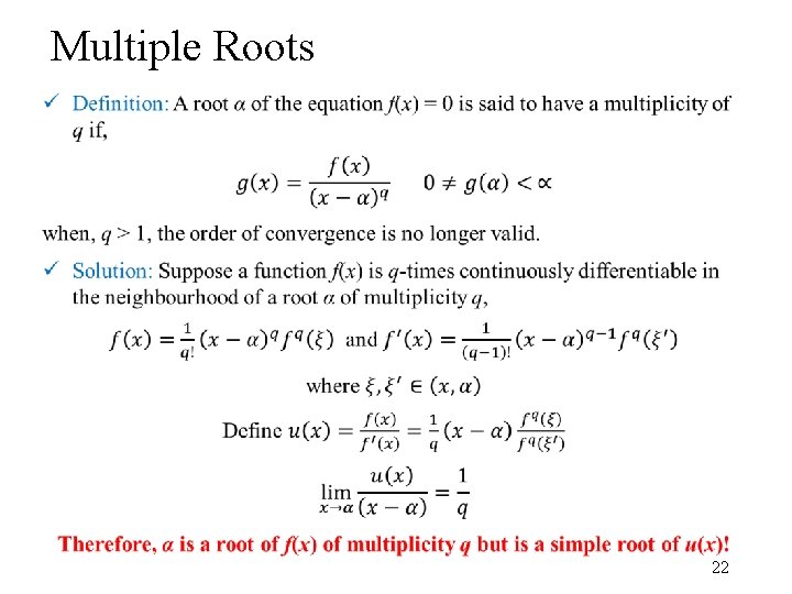 Multiple Roots • 22 Multiple Roots • 22