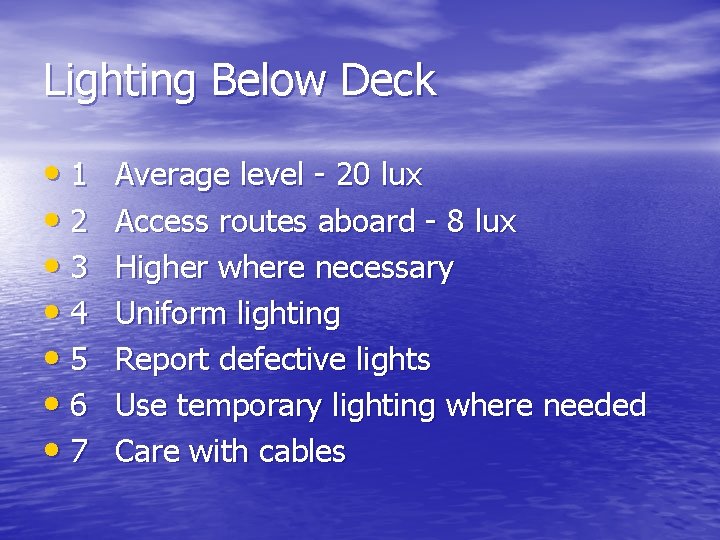 Lighting Below Deck • 1 • 2 • 3 • 4 • 5 •