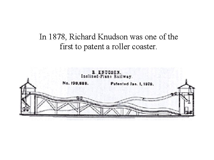 In 1878, Richard Knudson was one of the first to patent a roller coaster.