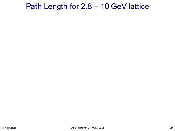 Path Length for 2. 8 – 10 Ge. V lattice 10/30/2020 Dejan Trbojevic –