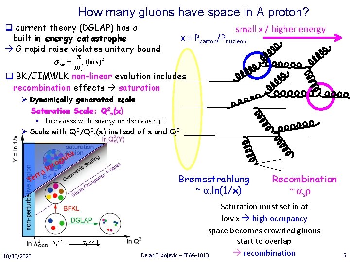 How many gluons have space in A proton? q current theory (DGLAP) has a