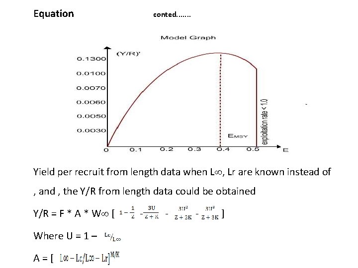 Equation conted. . . . Yield per recruit from length data when L ,