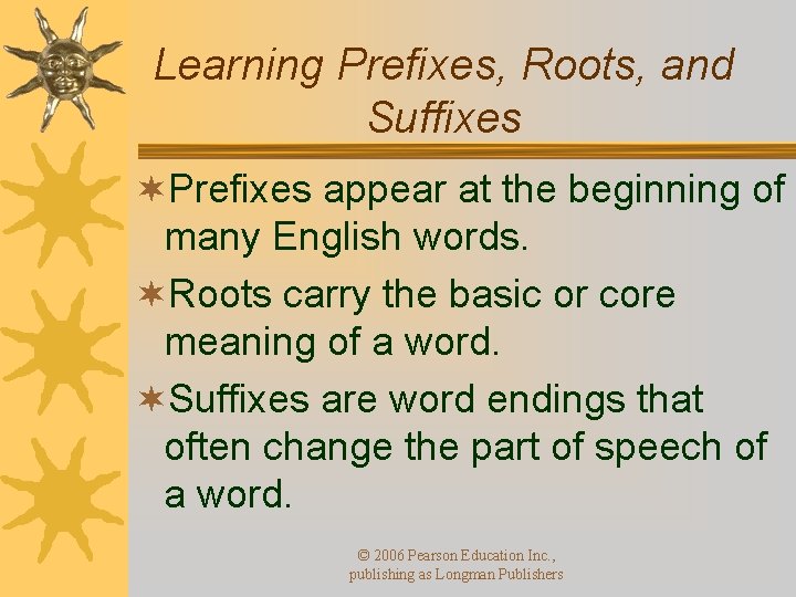 Learning Prefixes, Roots, and Suffixes ¬Prefixes appear at the beginning of many English words.