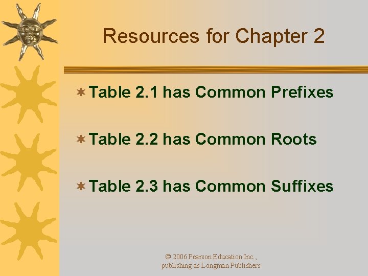 Resources for Chapter 2 ¬Table 2. 1 has Common Prefixes ¬Table 2. 2 has