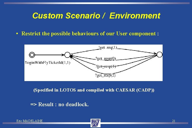 Custom Scenario / Environment • Restrict the possible behaviours of our User component :