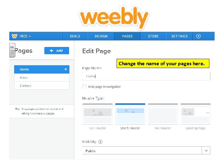 d Change the name of your pages here. 