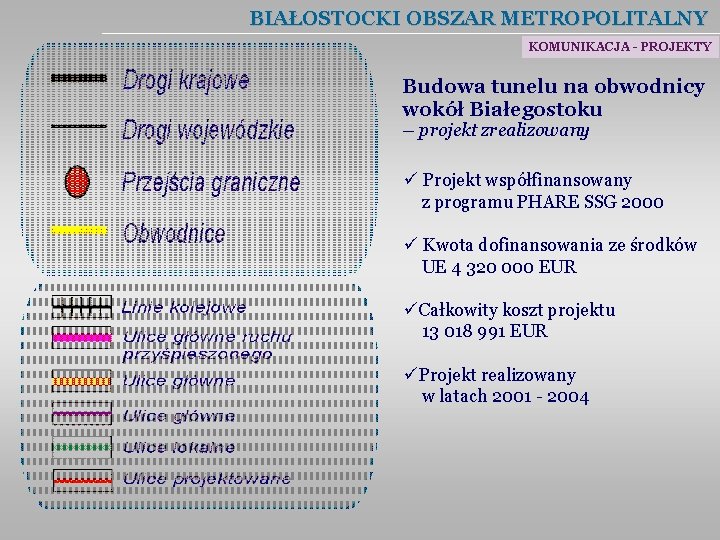 BIAŁOSTOCKI OBSZAR METROPOLITALNY KOMUNIKACJA - PROJEKTY Budowa tunelu na obwodnicy wokół Białegostoku – projekt