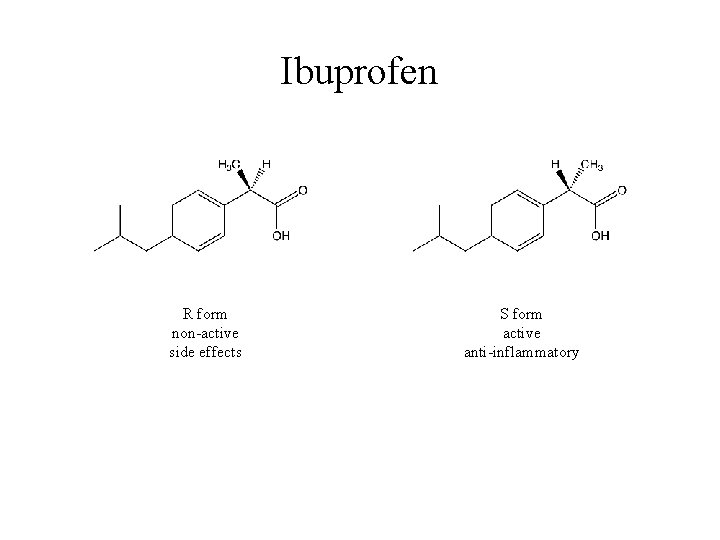 Ibuprofen R form non-active side effects S form active anti-inflammatory 