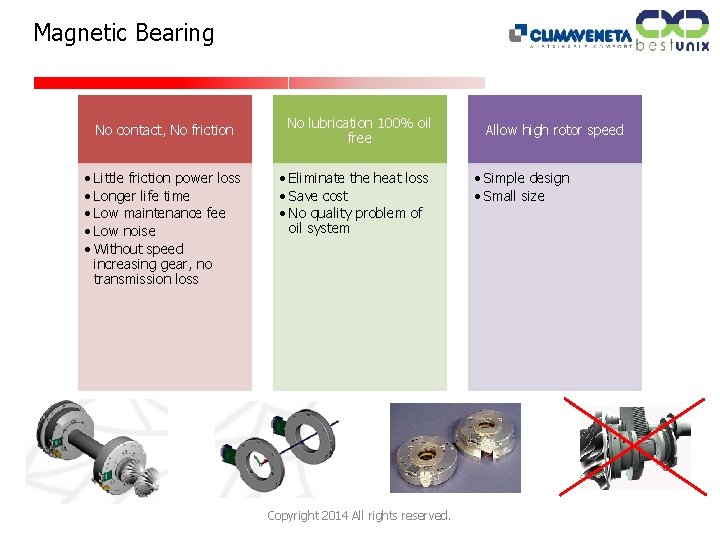 Magnetic Bearing No contact, No friction • Little friction power loss • Longer life