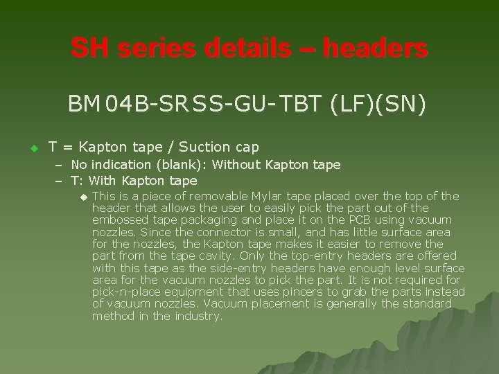 SH series details – headers BM 04 B-SR S S-GU- TBT (LF)(SN) u T