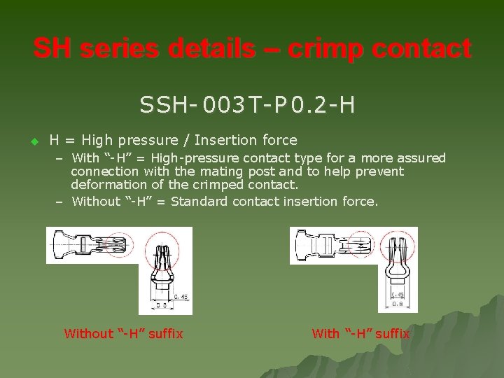 SH series details – crimp contact S SH- 003 T- P 0. 2 -H