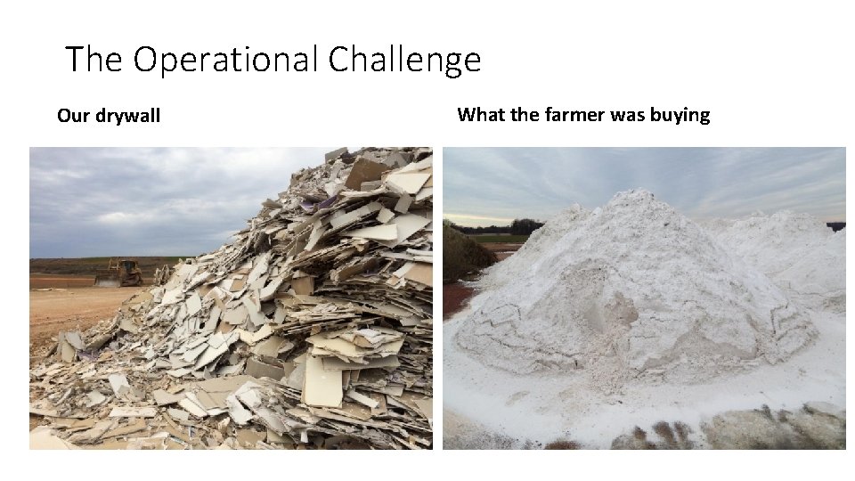 The Operational Challenge Our drywall What the farmer was buying 