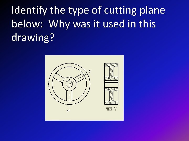 Identify the type of cutting plane below: Why was it used in this drawing?