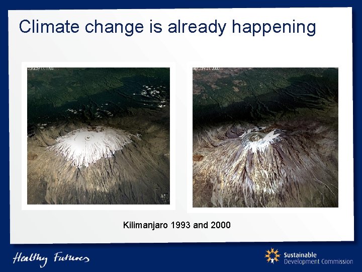 Climate change is already happening Kilimanjaro 1993 and 2000 