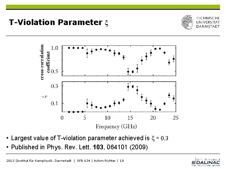 cross-correlation coefficient T-Violation Parameter ξ • Largest value of T-violation parameter achieved is ξ