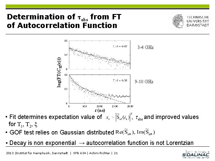 Determination of τabs from FT of Autocorrelation Function log(FT(C 12(ε))) 3 -4 GHz 9