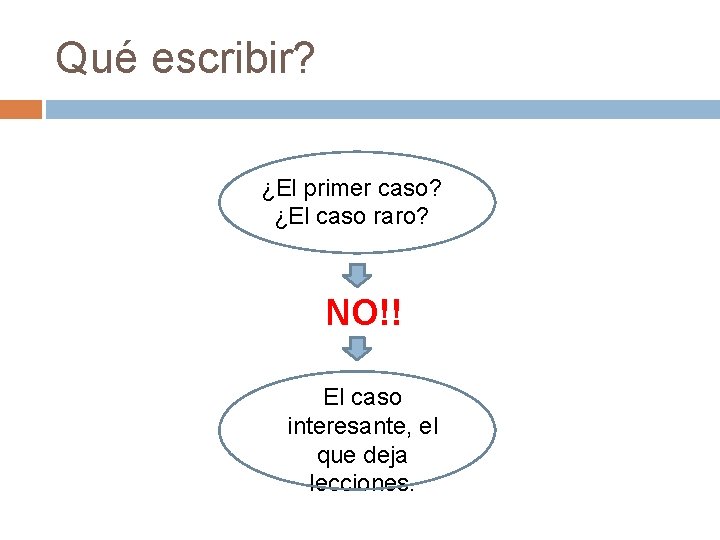Qué escribir? ¿El primer caso? ¿El caso raro? NO!! El caso interesante, el que