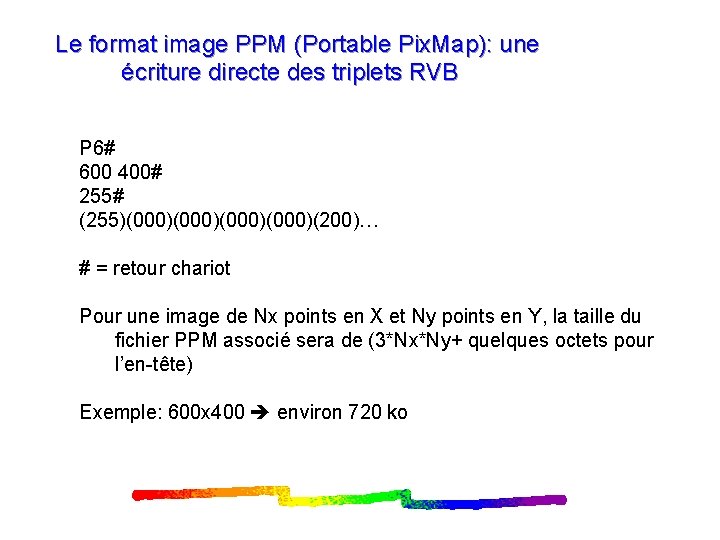 Le format image PPM (Portable Pix. Map): une écriture directe des triplets RVB P