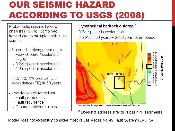 OUR SEISMIC HAZARD ACCORDING TO USGS (2008) Probabilistic seismic hazard analysis (PSHA): Combined hazard