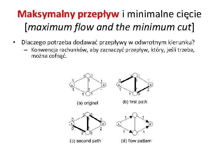 Maksymalny przepływ i minimalne cięcie [maximum flow and the minimum cut] • Dlaczego potrzeba