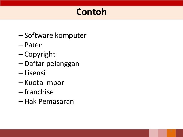 Contoh – Software komputer – Paten – Copyright – Daftar pelanggan – Lisensi –