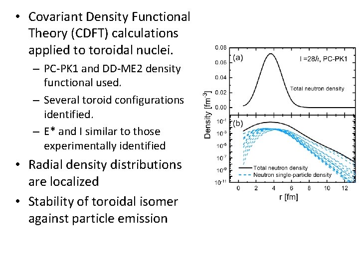  • Covariant Density Functional Theory (CDFT) calculations applied to toroidal nuclei. – PC-PK