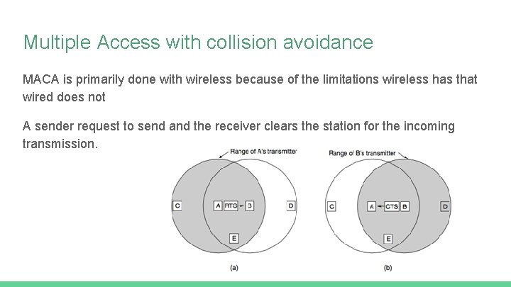 Multiple Access with collision avoidance MACA is primarily done with wireless because of the