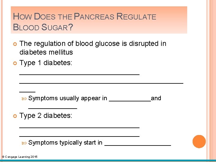 HOW DOES THE PANCREAS REGULATE BLOOD SUGAR? The regulation of blood glucose is disrupted