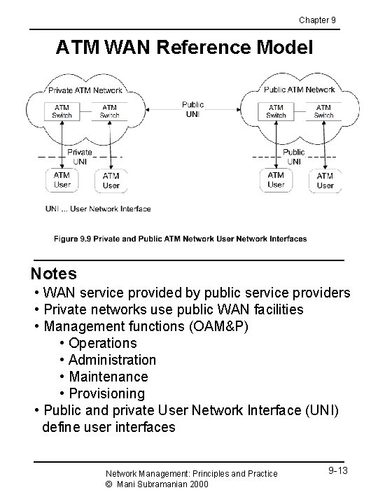 Chapter 9 ATM WAN Reference Model Notes • WAN service provided by public service