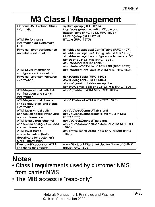 Chapter 9 M 3 Class I Management Notes • Class I requirements used by