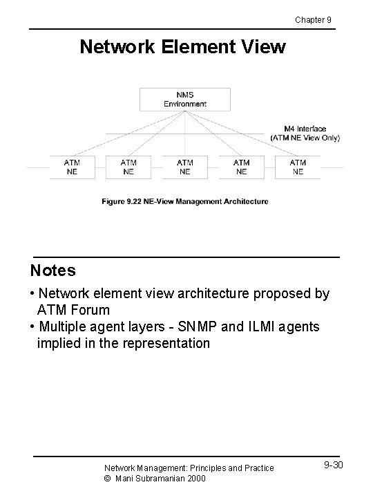 Chapter 9 Network Element View Notes • Network element view architecture proposed by ATM