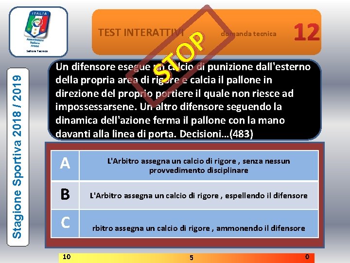 TEST INTERATTIVI P O T S Stagione Sportiva 2018 / 2019 Settore Tecnico domanda