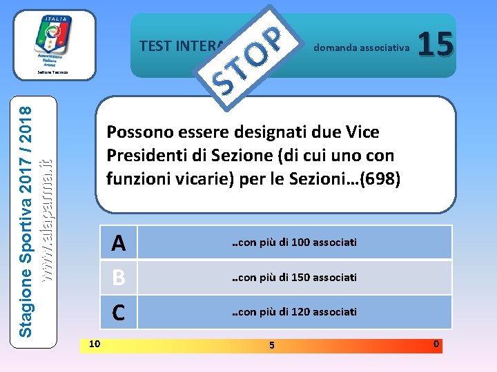 TEST INTERATTIVI domanda associativa 15 Stagione Sportiva 2017 / 2018 www. aiaparma. it Settore