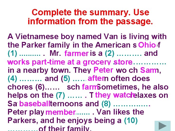 Complete the summary. Use information from the passage. A Vietnamese boy named Van is