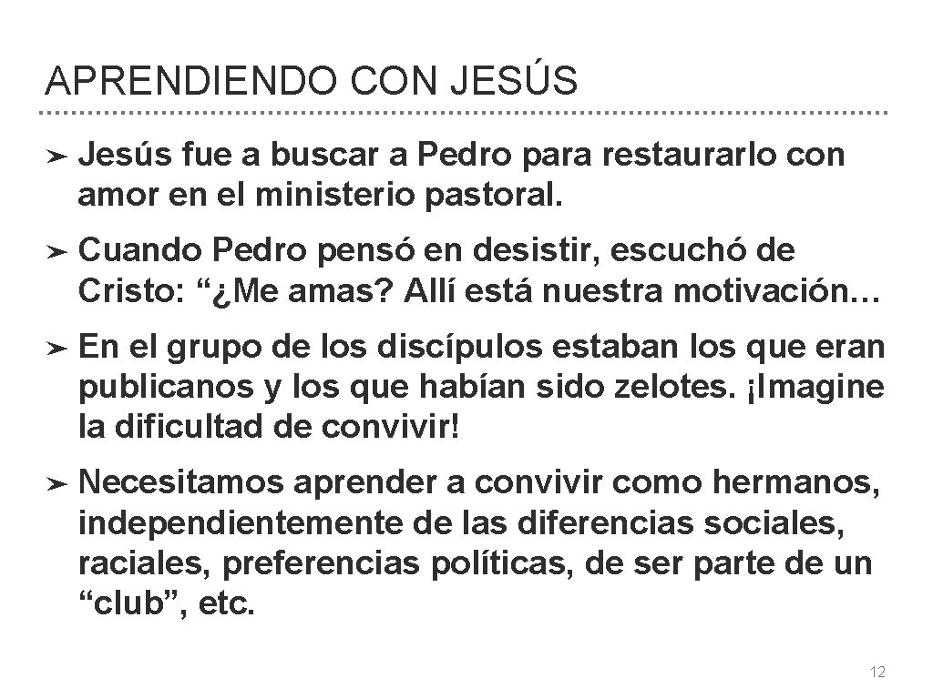 APRENDIENDO CON JESÚS ➤ Jesús fue a buscar a Pedro para restaurarlo con amor