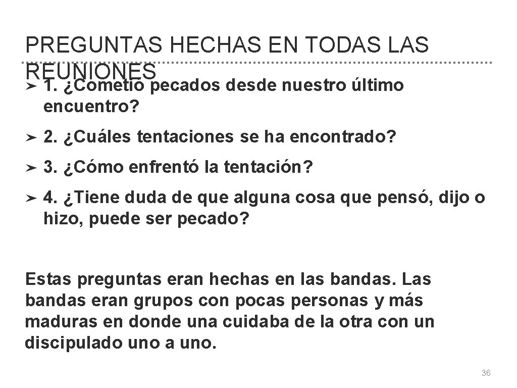 PREGUNTAS HECHAS EN TODAS LAS REUNIONES ➤ 1. ¿Cometió pecados desde nuestro último encuentro?