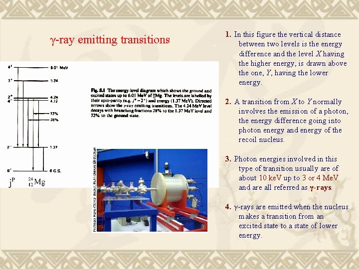 γ-ray emitting transitions 1. In this figure the vertical distance between two levels is