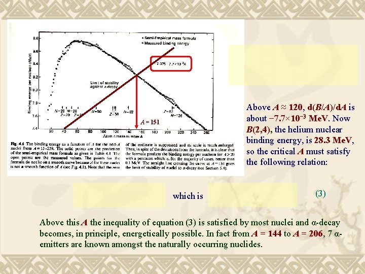 Above A ≈ 120, d(B/A)/d. A is about − 7. 7× 10− 3 Me.