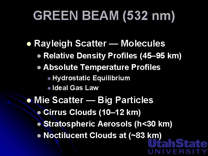GREEN BEAM (532 nm) l Rayleigh Scatter — Molecules Relative Density Profiles (45– 95