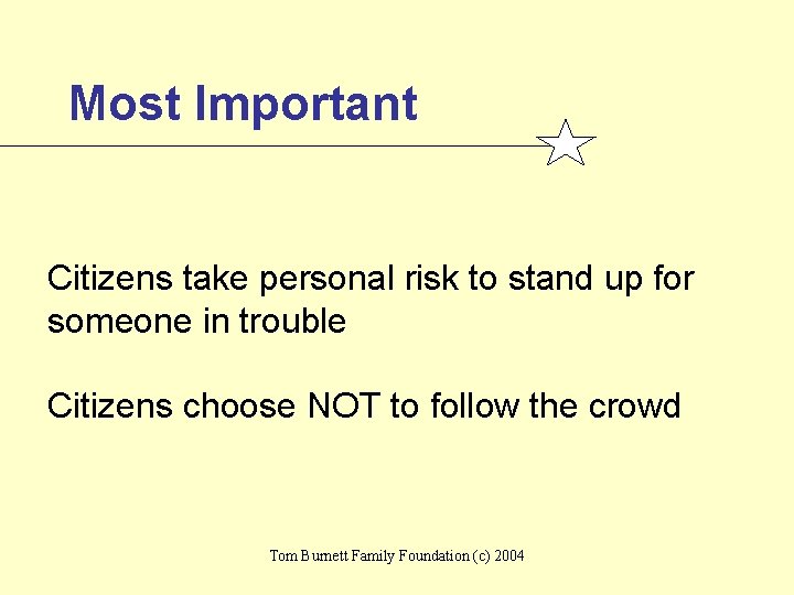 Most Important Citizens take personal risk to stand up for someone in trouble Citizens