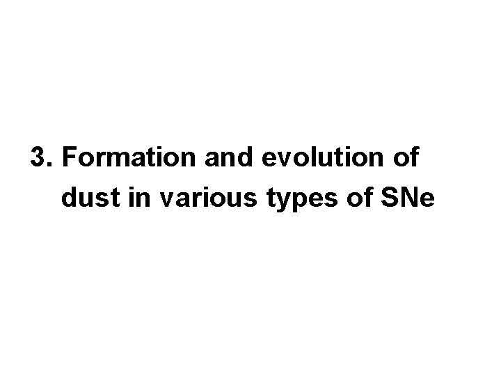 3. Formation and evolution of dust in various types of SNe 